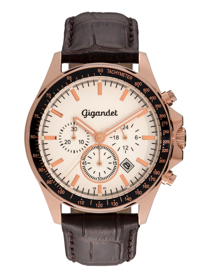 Quarzuhr Chronograph "VOLANTE" in Braun/Rotgold/Weiß