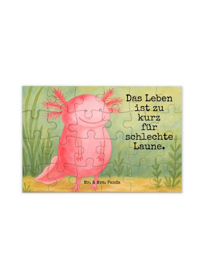 Puzzle Axolotl Glücklich Design mit Spruch in Weiß