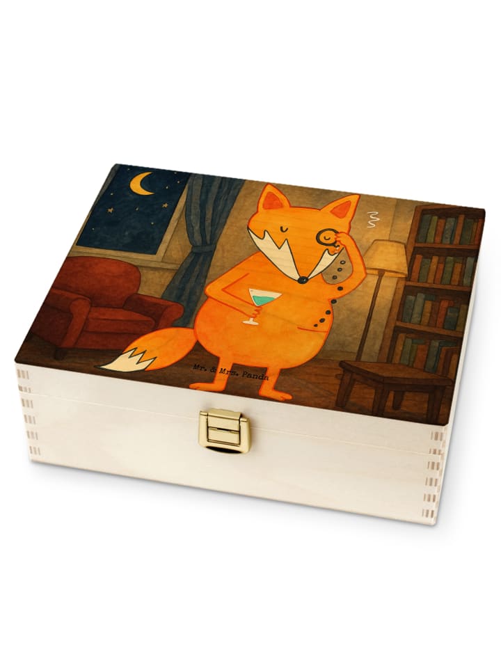 Holz Teebox Fuchs Lord Design ohne Spruch in Weiß