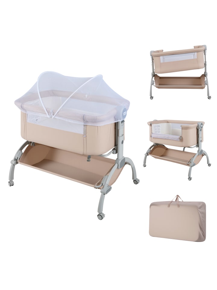 3 in 1 Beistellbett mit Matratze 0-6 Monate in Beige