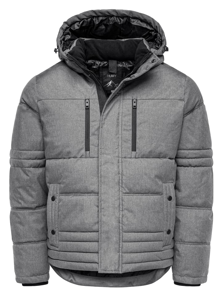 Winterjacke warm gefüttert Kapuze in Hellgrau
