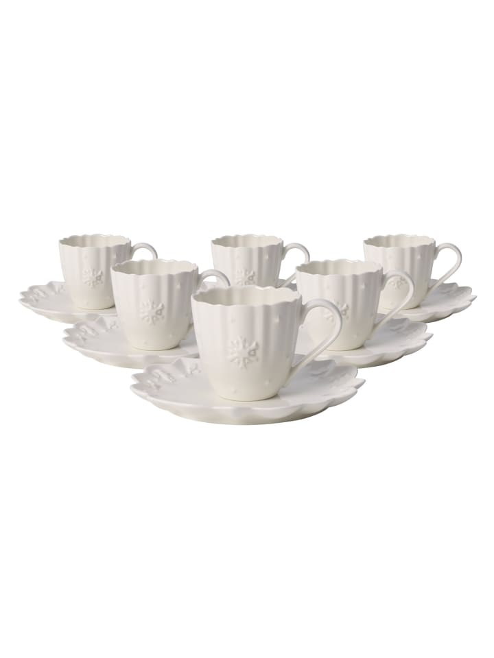 6er Set Tassen mit Untertassen Toy's Delight Royal Classic in 180 ml in weiß