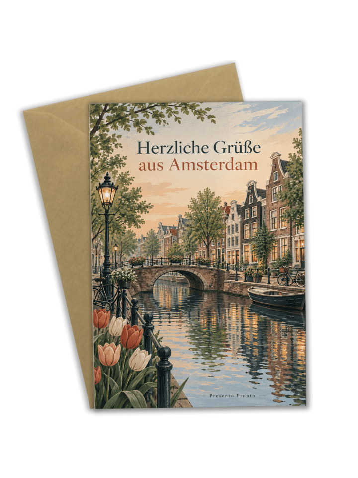 Grußkarte Kanal stilvoll Design mit Spruch in Weiß