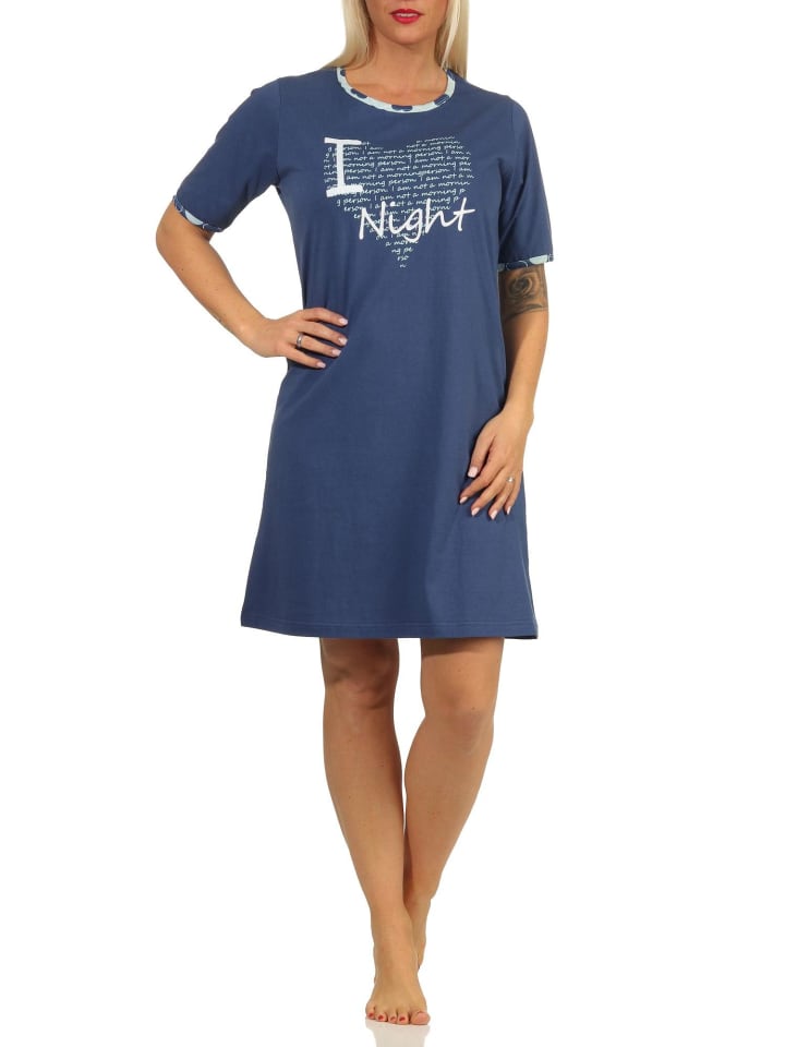 kurzarm Nachthemd Bigshirt Herz - 67258 in navy