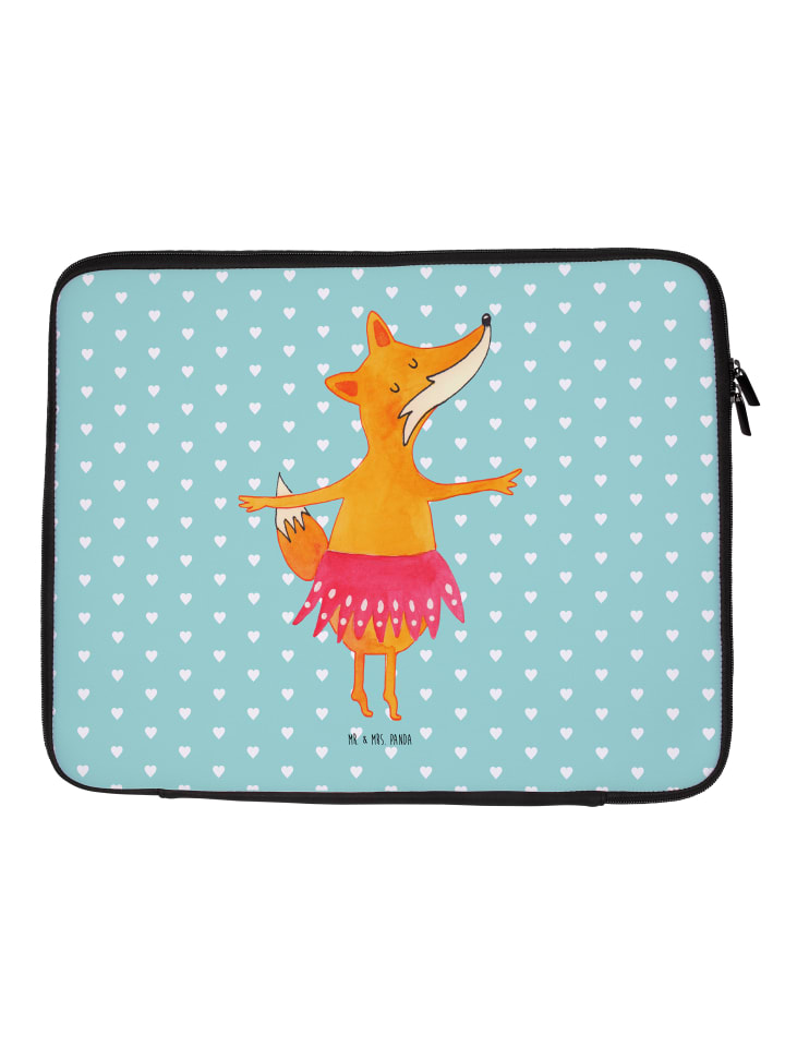 Laptop Sleeve Fuchs Ballerina ohne Spruch in Türkis Pastell