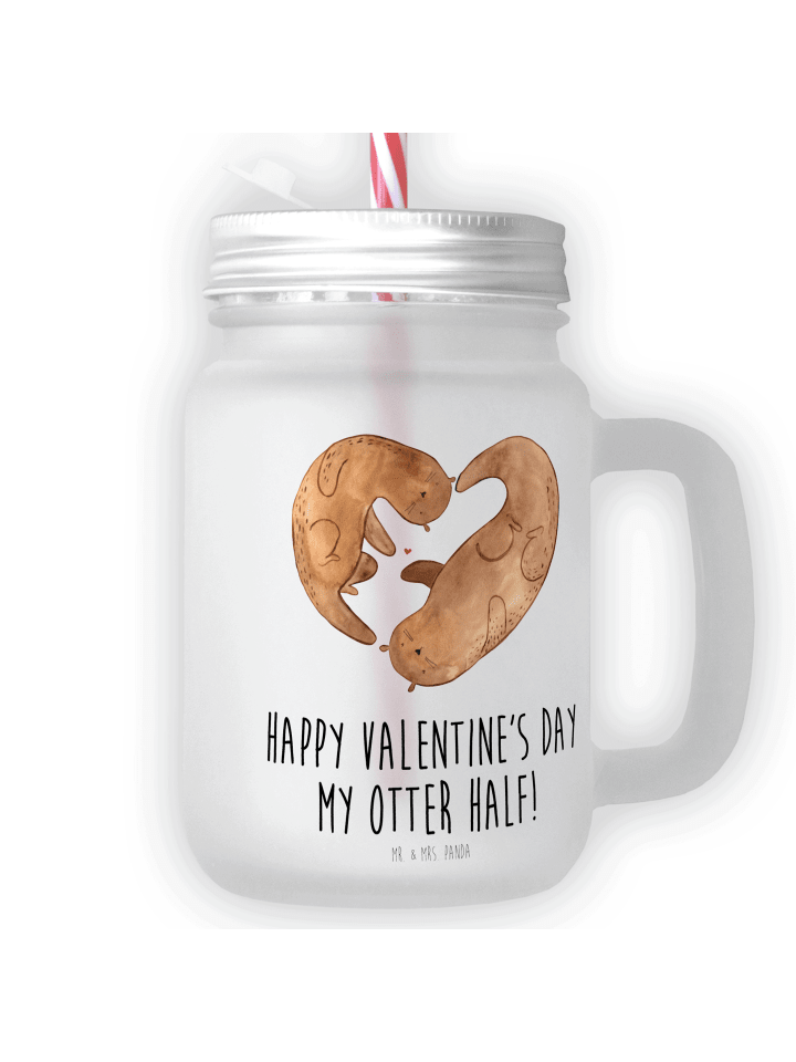 Glas Otter Valentine mit Spruch in Transparent