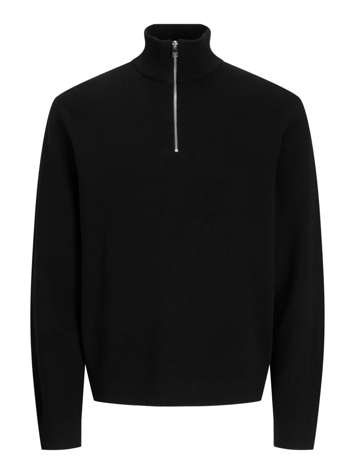 Strickjacke mit Viertelreißverschluss in Black 1
