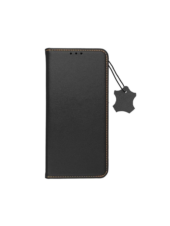 Smart Pro Echt Leder Hülle Tasche kompatibel mit Samsung Galaxy S25 in Schwarz