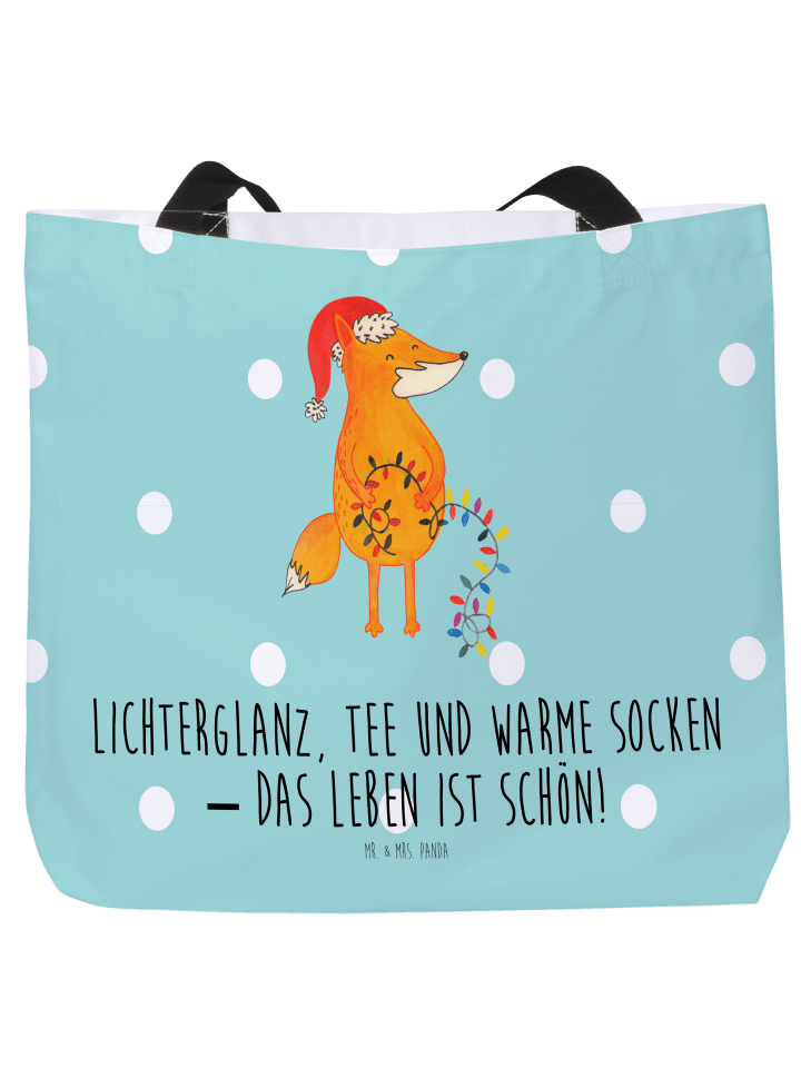 Shopper Fuchs Weihnachten mit Spruch in Türkis Pastell