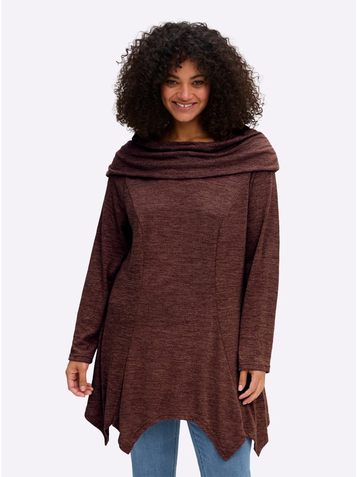 Sweatshirt in bordeaux-schwarz-meliert