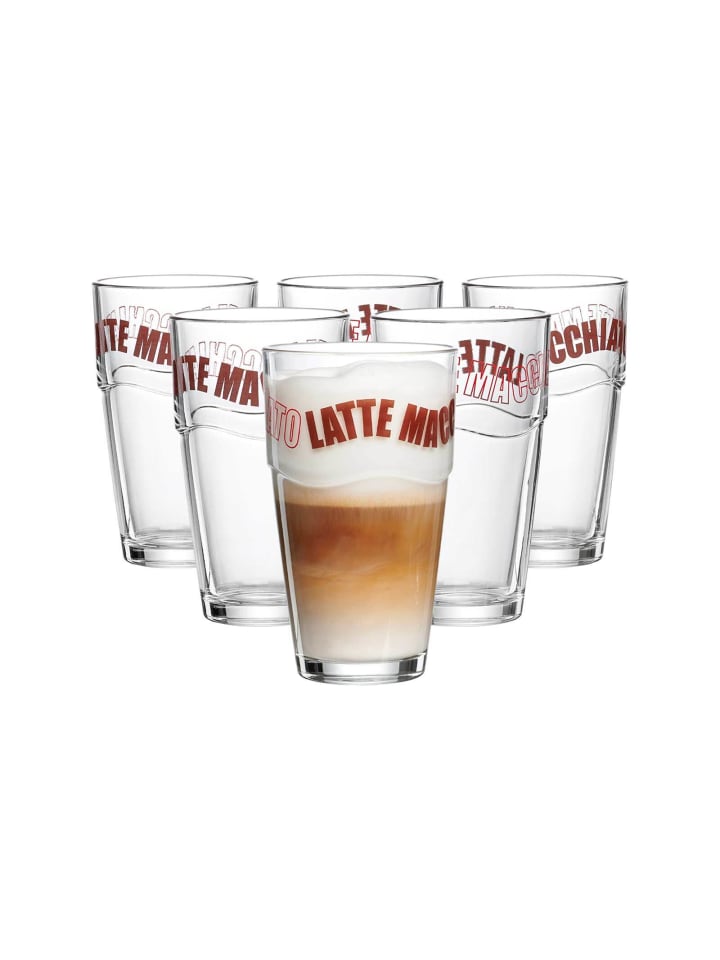 6er Set Latte Macchiato Gläser Figaro in 320 ml in transparent