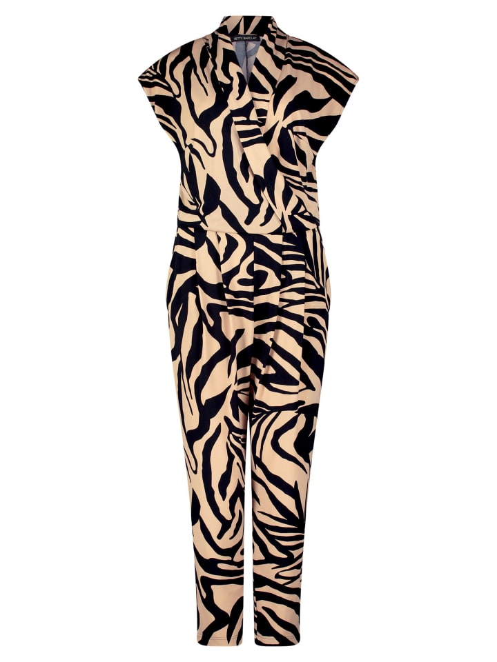 Jumpsuit mit Eingrifftaschen in Schwarz/Beige