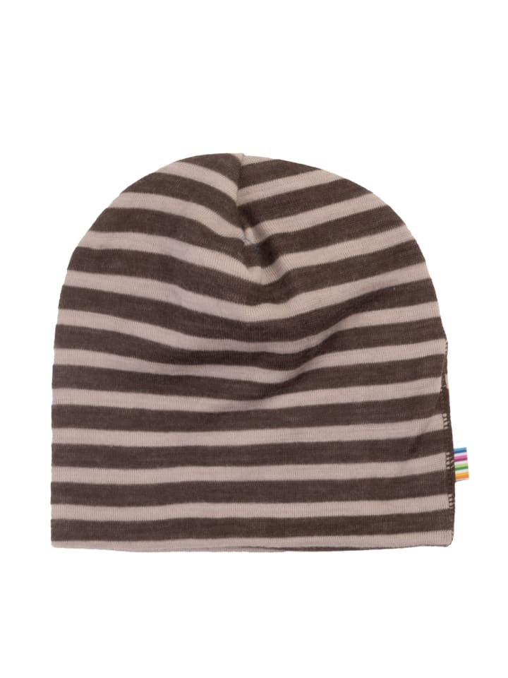 Beanie Merinowolle Doppellagige Mütze in dark brown