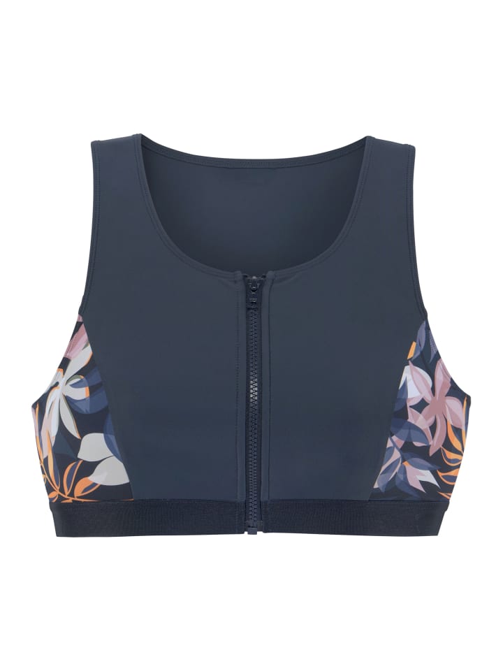 Crop-Bikini-Top in nachtblau bedruckt