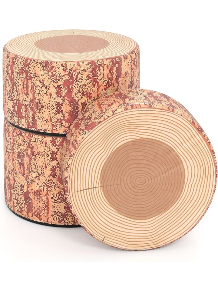 3 tlg. Kinder Hocker Set Baumstumpf in Rot