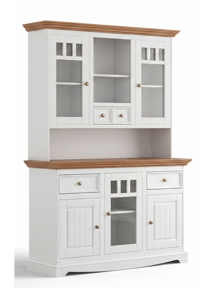 Buffetschrank Belluno Elegante weiß lackiert / gebeizt Eiche 130 / 45 / 190cm