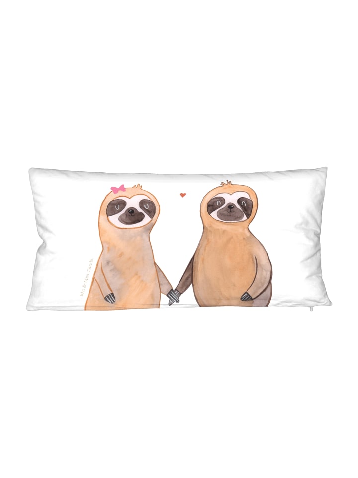 80x40 Pärchen Kissen Faultier Pärchen ohne Spruch in Weiß