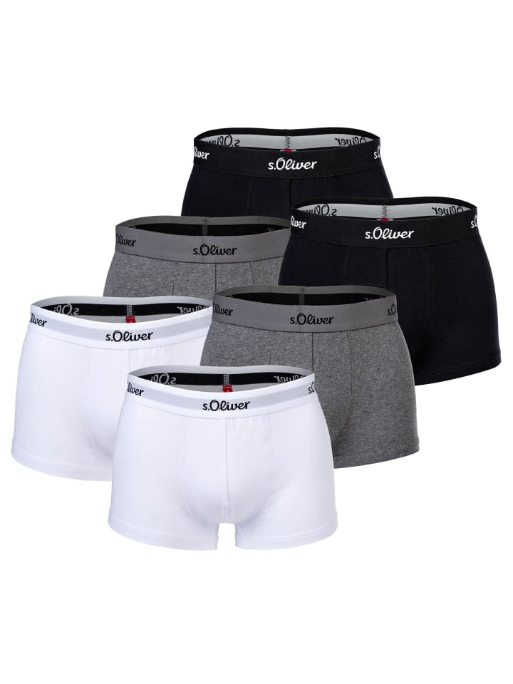 Boxershort 6er Pack in Grau/Schwarz/Weiß