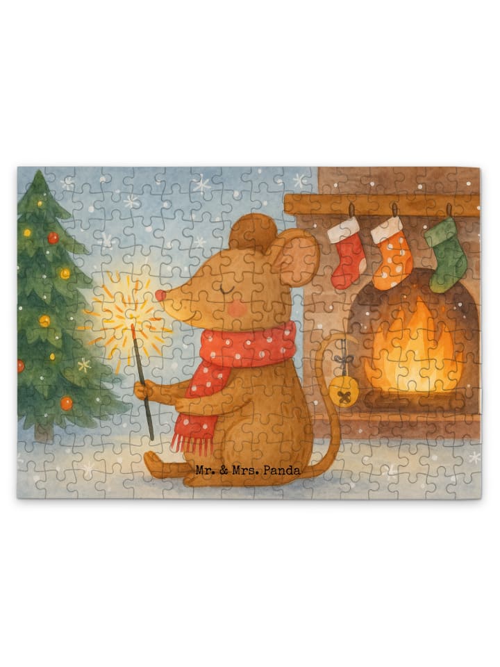 Puzzle Maus Weihnachten Design ohne Spruch in Weiß