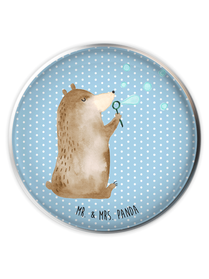 Waschbeckenstöpsel Bär Seifenblasen ohne Spruch in Blau Pastell