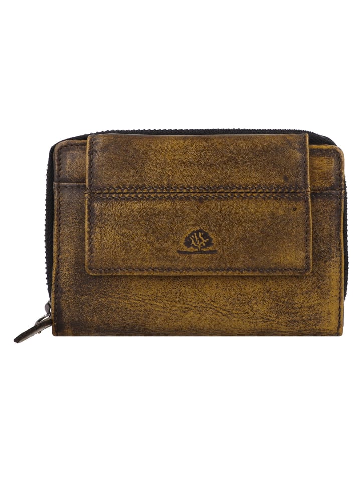 Destressed Geldbörse RFID Schutz Leder 13.5 cm dirty yellow
