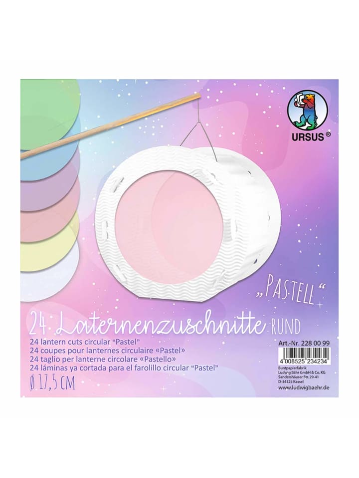 Laternenzuschnitte Pastell, rund Ø17,5cm, 24 Blatt - ab 3 Jahren