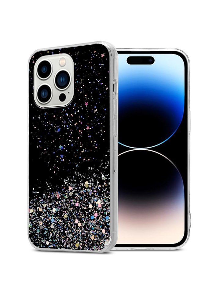 Hülle für Apple iPhone 14 PRO MAX Glitter in Schwarz mit Glitter