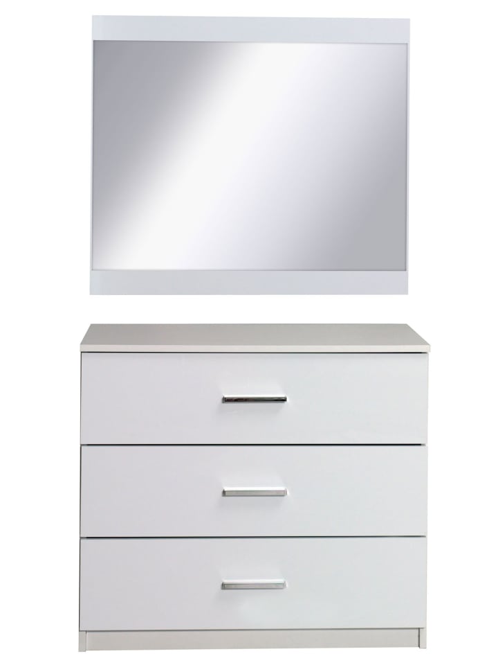 Kommode mit Spiegel Panarea weiß Hochglanz 93 / 42 / 148,5cm