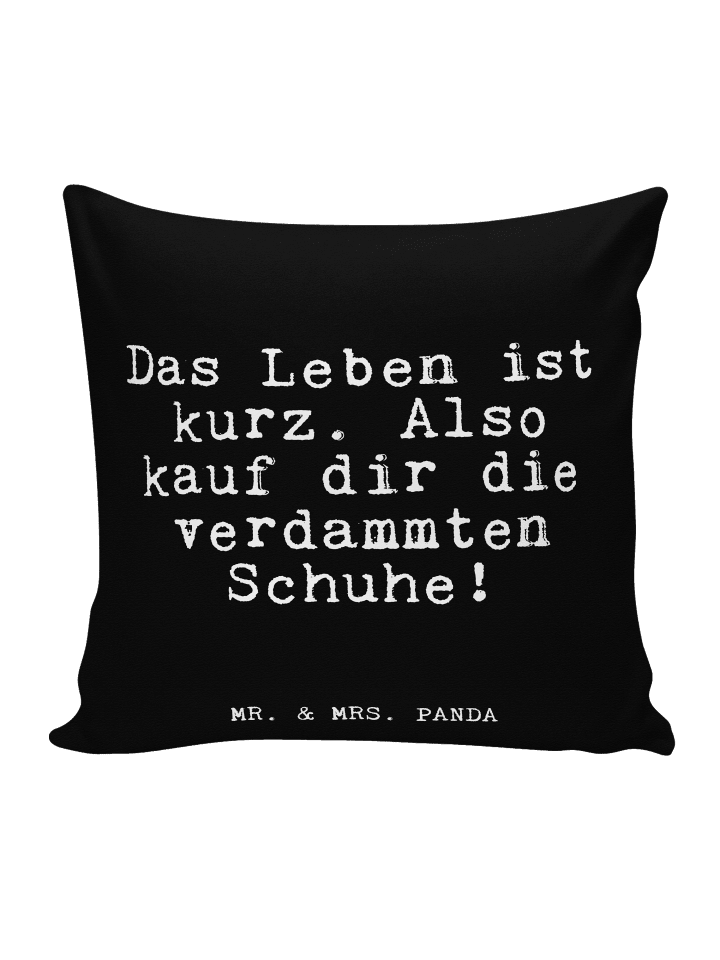 Zierkissen Das Leben ist kurz.... mit Spruch in Schwarz