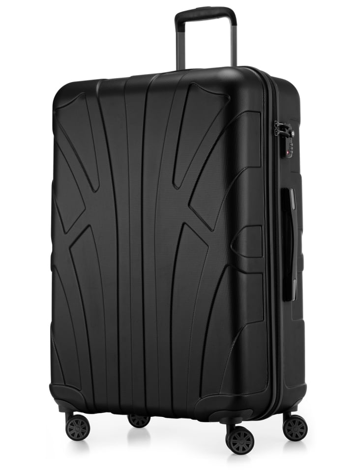 Großer Reisekoffer Trolley erweiterbar XL Koffer 4 Rollen TSA 110 L in Schwarz