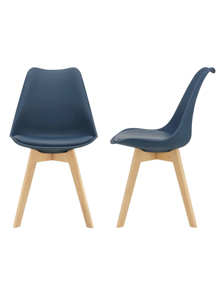 2er-Set Esszimmerstuhl Fläten in Blau (H)81cm (B)49cm (T)57cm