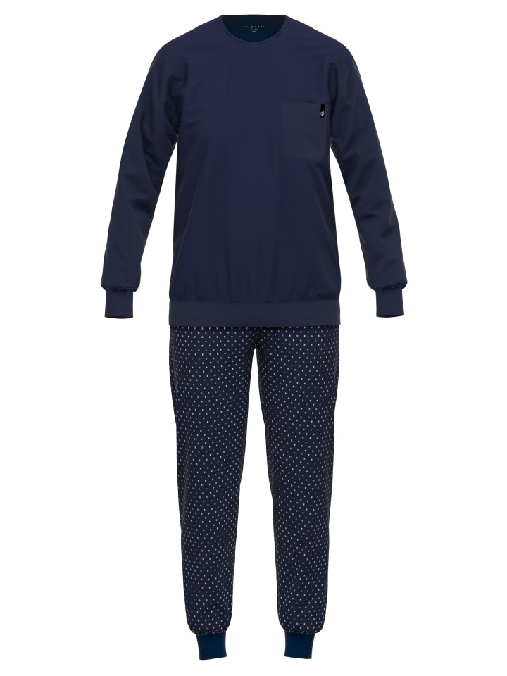 Pyjama Turin in blau-dunkel-Allover