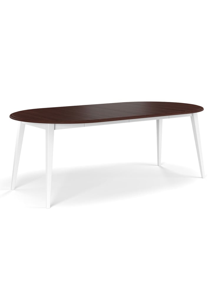 Esstisch Belluno Elegante Kiefer weiß lackiert / Nussbaum 110-210 / 110 / 74,5cm