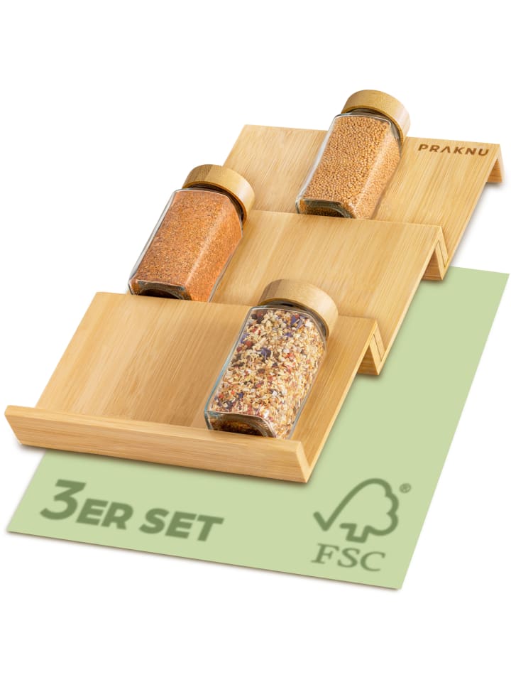 Gewürzregal für Schublade aus FSC-zertifiziertem Holz - Für 12