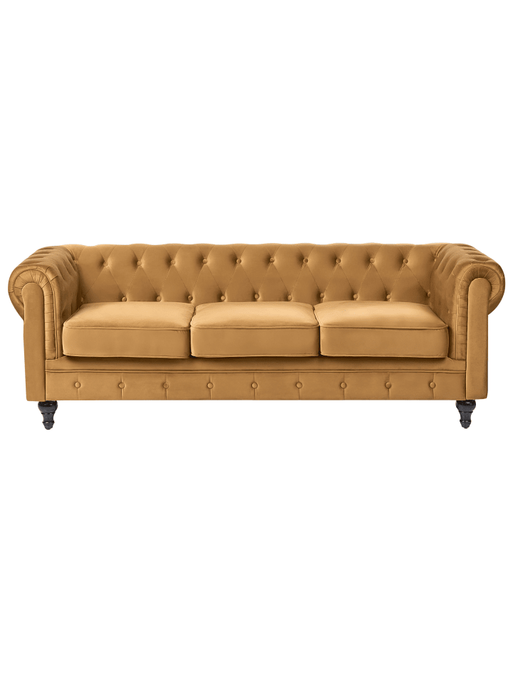 3-Sitzer Sofa CHESTERFIELD in Gold/Schwarz - (W) 204 x (H) 70 x (L) 81 cm