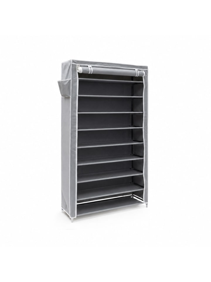 2x Stoff-Schuhschrank in Anthrazit - (B)88 x (H)161 x (T)30 cm