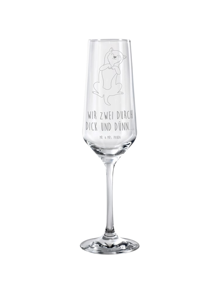Champagnerglas Hund Streicheln mit Spruch in Transparent
