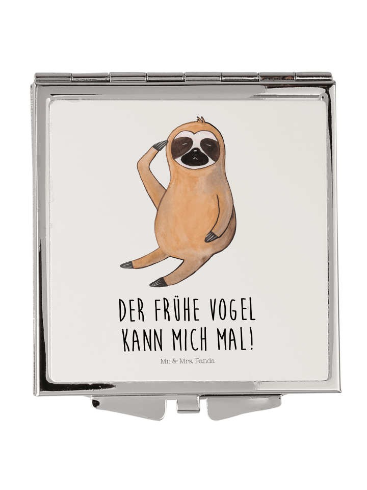 Schminkspiegel Faultier Vogel mit Spruch in Weiß