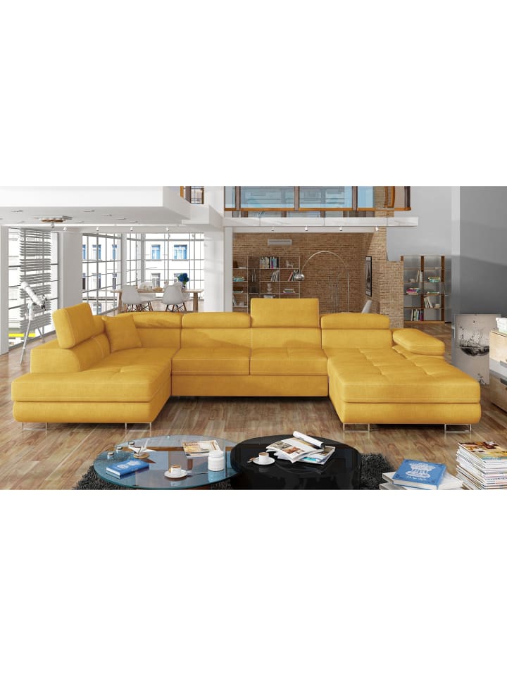 Rodri Recamiere Links in Senf - (L) 202 x (B) 345 x (H) 90 cm