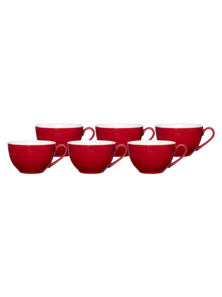 6er Set Kaffeetassen Doppio in Rot 200 ml