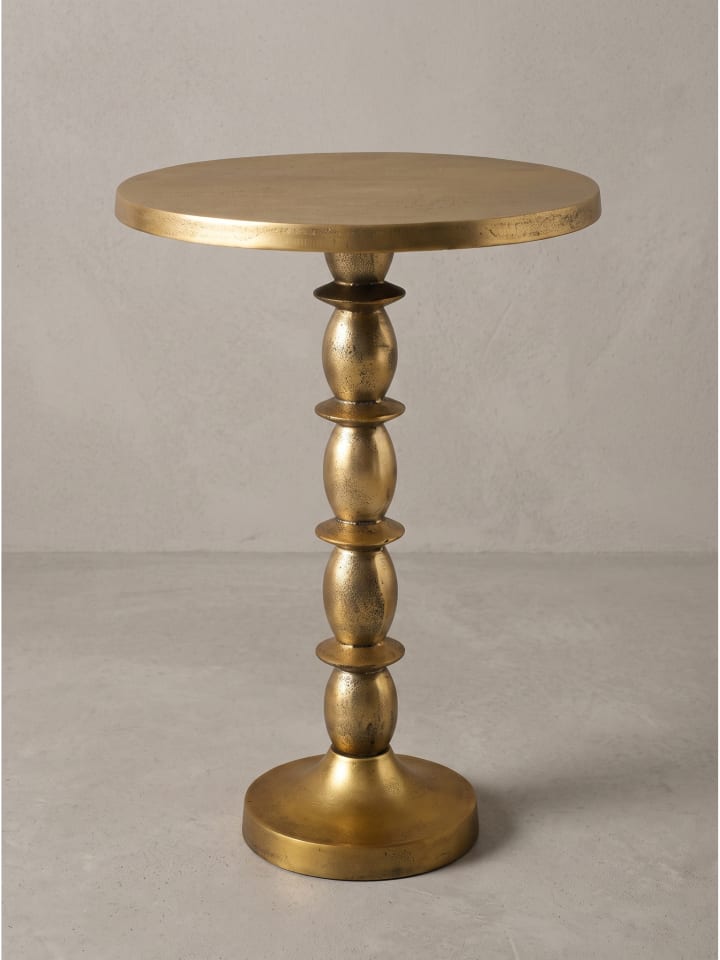 Beistelltisch rund, lackiertes Aluminium, handgefertigt, Modern in Gold