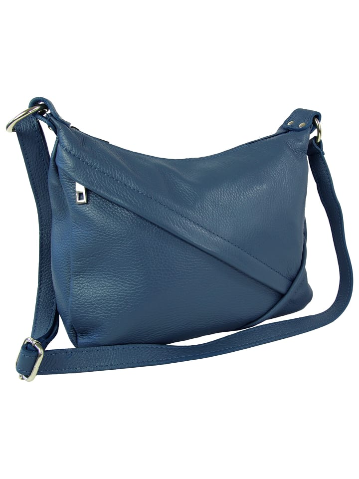 Leder Schultertasche Toscanto Tasche petrolblau ca. 35cm