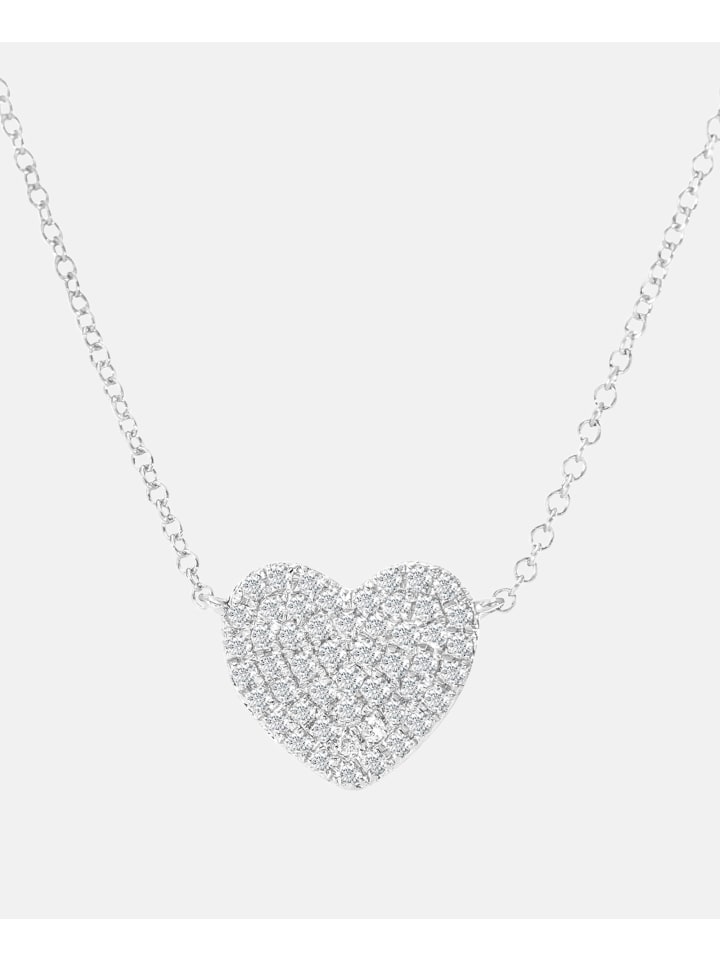 Halskette aus 375 Weißgold mit Diamant Herz-Design