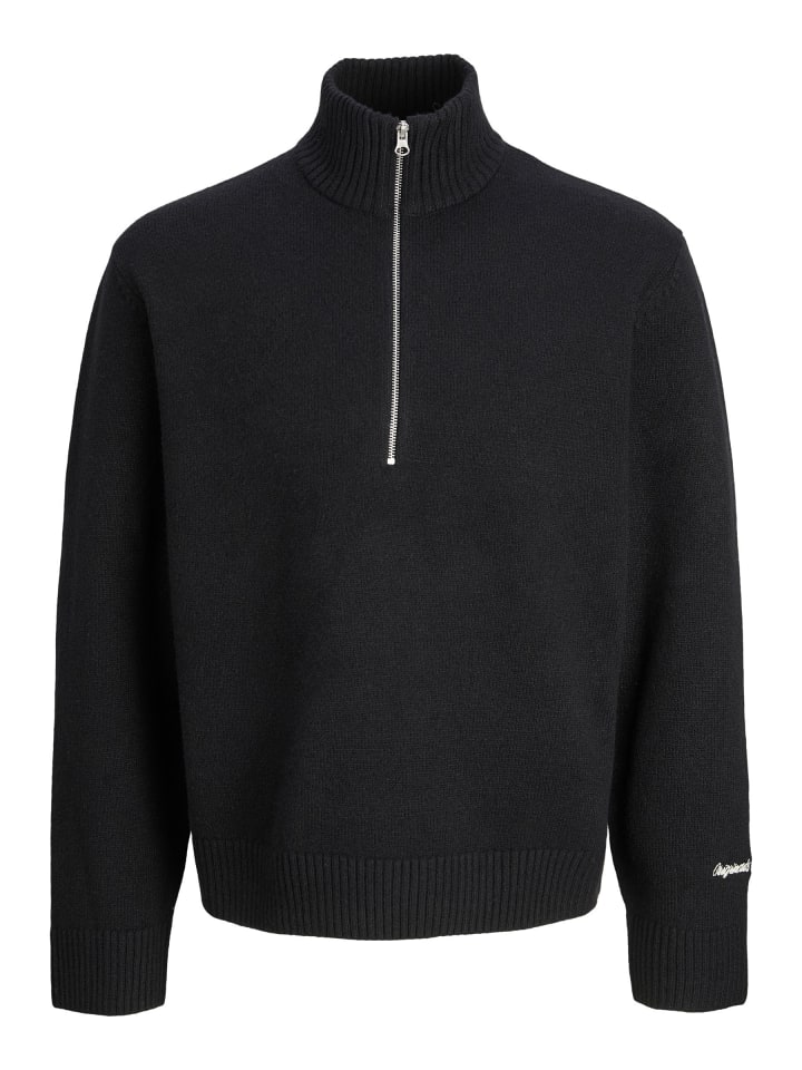 Sweatshirt mit halbem Reißverschluss in Black