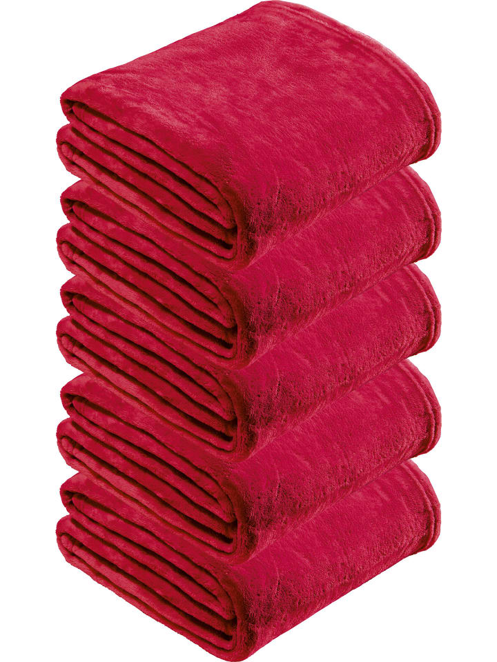 Fleece, Microfaser Wohndecke 5er-Pack Amarillo in rot