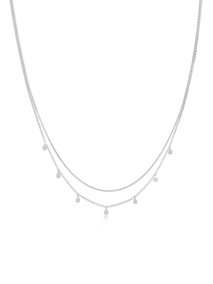 Halskette 925 Sterling Silber Geo, Plättchen in Silber