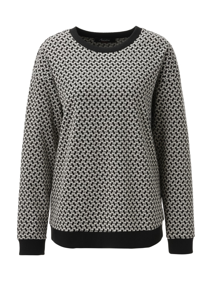 Sweatshirt in schwarz-wollweiß
