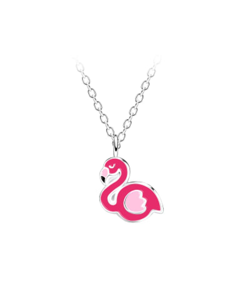 Kette mit Anhänger FLAMINGO sitzend in 925 Sterling Silber, 2-tlg. in silber