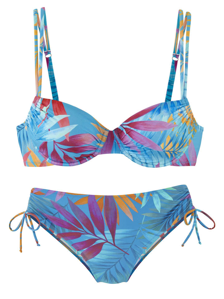 Bügel-Bikini in blau bedruckt