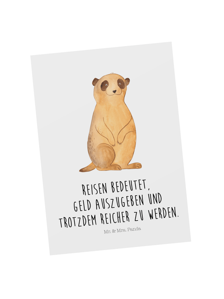 Mr. & Mrs. Panda Postkarte Erdmännchen mit Spruch in Weiß günstig